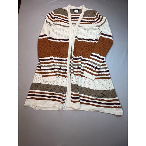 Identity Women’s Long Open Front Knit Cardigan Sweater Size L - Picture 1 of 4